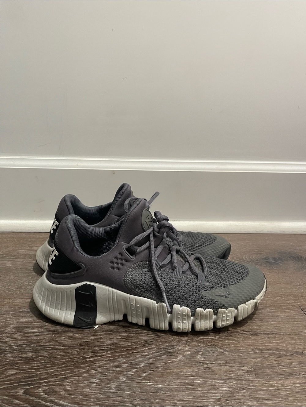 Nike Gray and White Flex-Run Athletic Sneakers